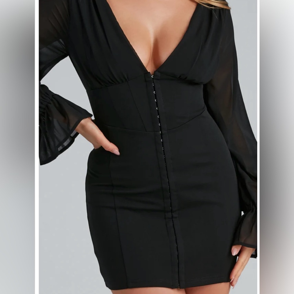 Black Bodycon Mini Dress size small - Picture 2 of 8
